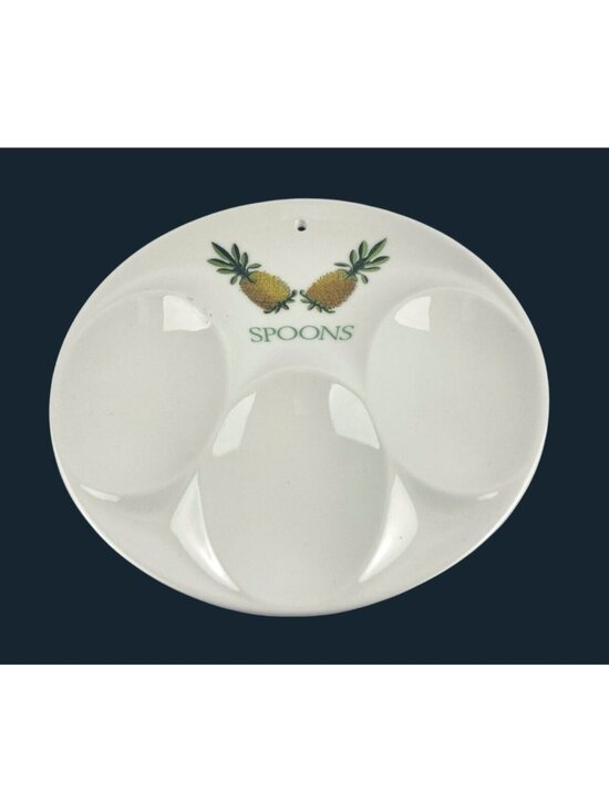 Unbranded Other - 3 Slot Pineapple Ceramic Spoon Rest - White - Thailand - Beachy - Tropical
